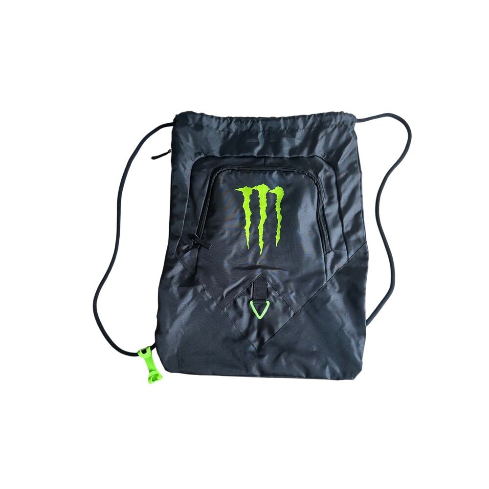 Monster Energy Deluxe Cinch Drawstring Backpack gym bag Black NEW